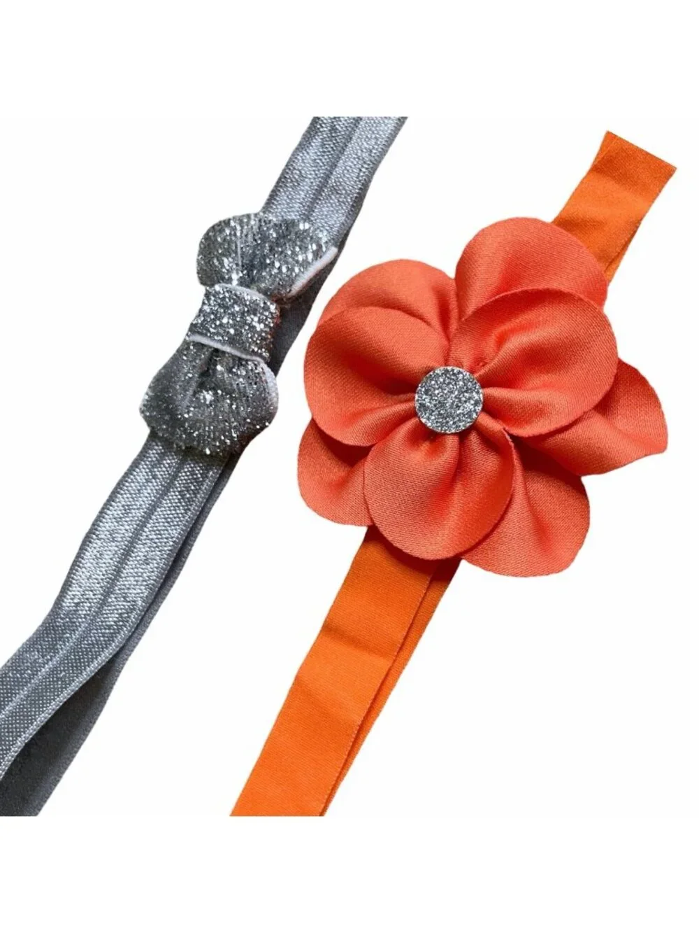 Carter’s Baby Girls Halloween Headband Set Orange Flower & Gray Glitter Bow 0–24